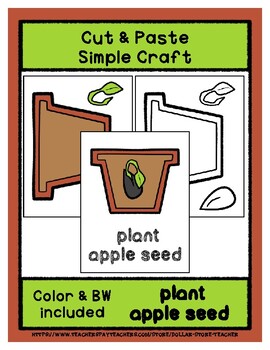 Plant Apple Seed Cut Paste Craft Super Easy Perfect For Pre K Kindergarten - 