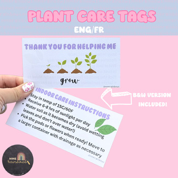 Preview of Plant Care tags (ENGLISH/FRENCH) | Science | Growth & Changes in Plants