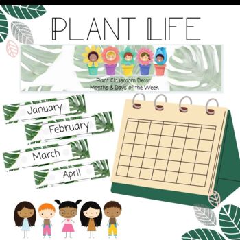 Preview of Plant Classroom Decor: Months and Days of the Week