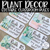 Plant Decor Editable Class Rule Posters