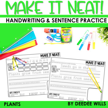 Preview of Plant Handwriting Practice Themed Handwriting and Sentences