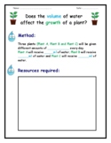 Plant Investigation - Does the volume of water affect the 