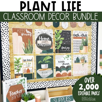 Preview of Modern Plant Life Classroom Decor Bundle | Calm & Neutral Classroom Decor