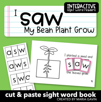 Preview of Plant Life Cycle Emergent Reader for Sight Word SAW: "I Saw My Bean Plant Grow"