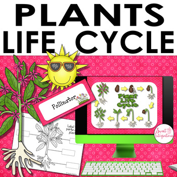 Preview of Plant Life Cycle Unit - Slideshow, Vocabulary, Mini-Book, and Labeling Plants