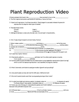 Preview of Plant Life in Action: Plant Reproduction Video Worksheet