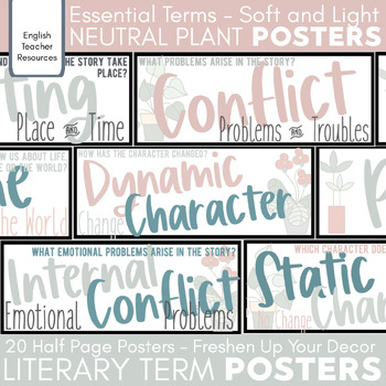 Preview of Plant Literary Terms Posters Bulletin Board Decor, Reading Response, Definitions