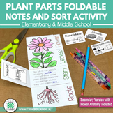 Plant Parts Foldable Notes Diagram and Functions Sort Activity