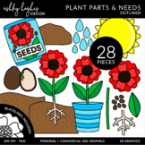 Plant Parts & Needs Clipart - Outlined