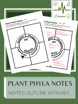 Preview of Plant Phyla Notes Outline
