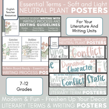 Preview of Plant Poster Bundle: Literary Terms and Writing Process Posters, Bulletin Board