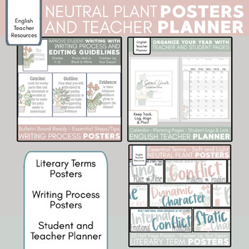 Preview of Plant Poster Bundle: Literary Terms and Writing Process Posters, Bulletin Board