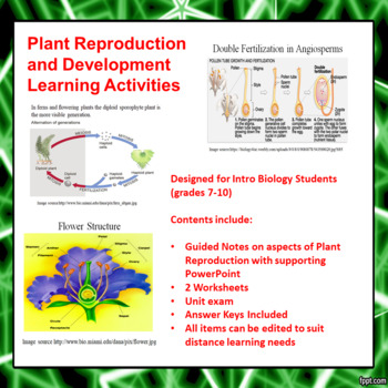 Preview of Plant Reproduction and Development Learning Activities (Distance Learning)