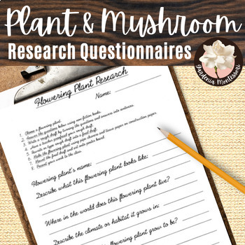Preview of Plant Research Project Evergreen Trees Mushroom - Montessori Botany Research