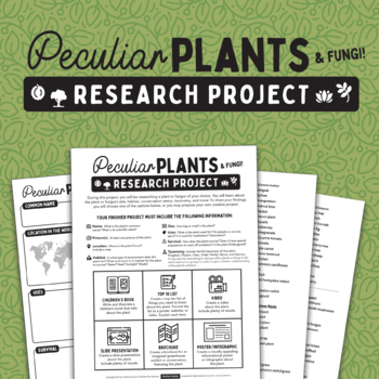 Preview of Plant Research Project with Choice Board and Graphic Organizer