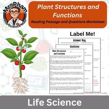 Preview of Plant Structures and Functions Reading Passage and Questions Worksheet