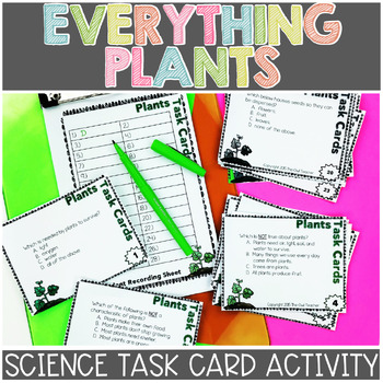 Preview of Parts of a Plant, Plant Life Cycle, Plant Needs and More Task Cards