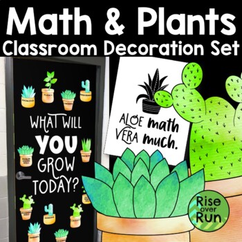 Preview of Plant Theme Classroom Decoration Set for Math with Plants