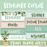 Plant Theme Editable Schedule Cards Botanical Classroom Decor