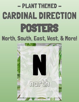 Preview of Plant Themed Cardinal Direction Posters: NSEW - printable classroom decor