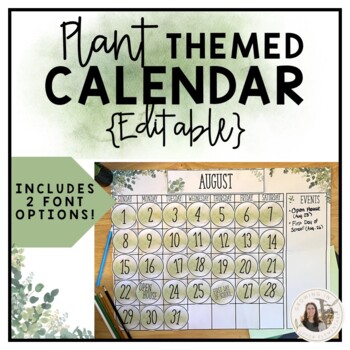 Plant Themed Greenery Classroom Decor Calendar Display | TPT