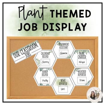 Preview of Plant Themed Classroom Job Display - Editable!