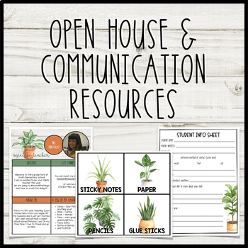 Preview of Plant Themed Open House & Communication Resources with Editable Templates!