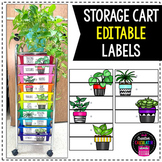 Plant Themed Rolling Storage Cart Labels - EDITABLE