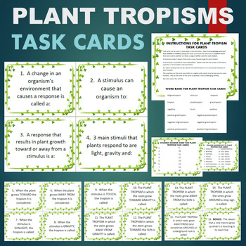 Preview of Plant Tropism Task Cards