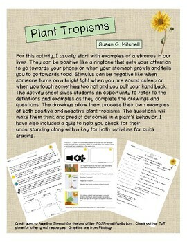 Preview of Plant Tropisms - Positive or Negative?  Digital and Printable