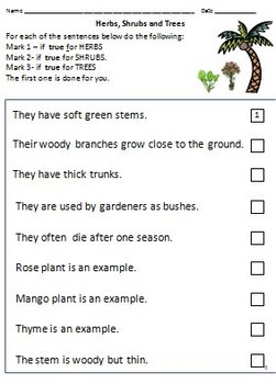 Plant Types - Climbers, Creepers, Herbs, Shrubs and Trees /Google Classroom