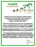 Plants vocabulary bingo
