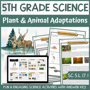 Preview of Plant and Animal Adaptations Activity & Answer Key 5th Grade Life Science