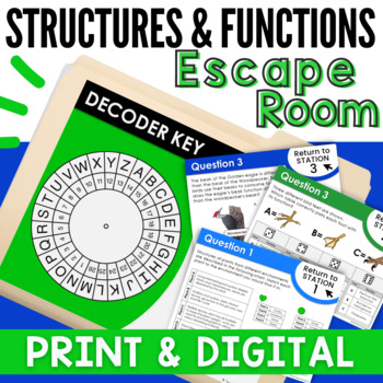 Preview of Structures and Functions - Plant and Animal Adaptations Escape Room Activity