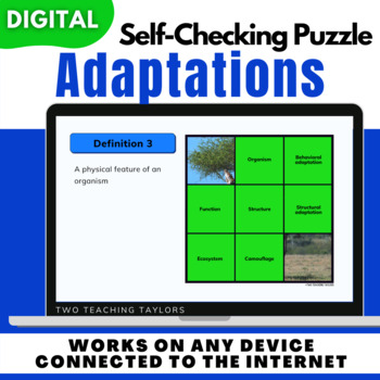 Preview of Plant and Animal Adaptations Vocabulary | Self Checking Digital Puzzle