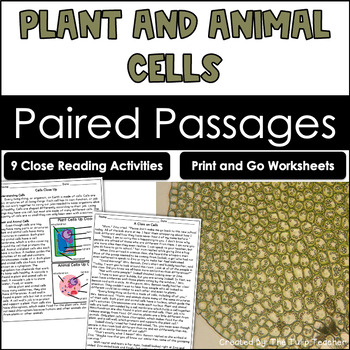 Preview of Plant and Animal Cells Reading Comprehension Paired Passages Close Reading