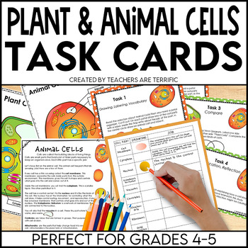 Preview of Cells (Plant & Animal) Task Cards with Drawings