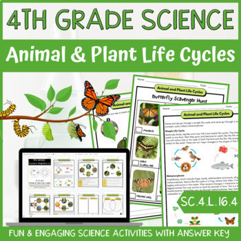 Preview of Plant and Animal Life Cycles Activity & Answer Key 4th Grade Life Science