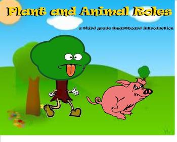 Preview of Plant and Animal Roles - A Third Grade Smartboard Introduction