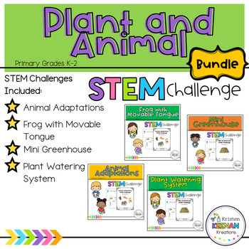 Preview of Plant and Animal STEM Challenge Bundle Kindergarten, First, 1st, Second, and 2nd