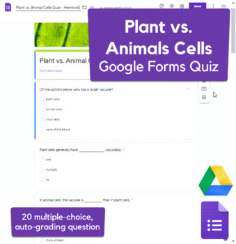 Plant vs. Animal Cells Quiz in Google Forms by Hemlock Science Shop