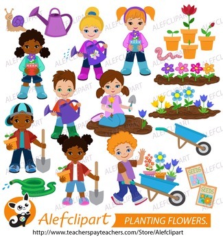 cultivating clipart of flowers