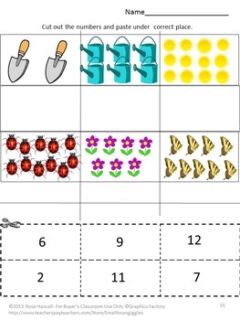 Spring Activities Kindergarten Math and Literacy Cut and Paste