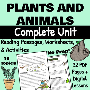 Preview of Plants, Animals & Food Chains Bundle PDF Printable Activities & Digital Lessons