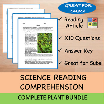 Preview of Plants BUNDLE - Reading Passage and x Questions & ANSWERS