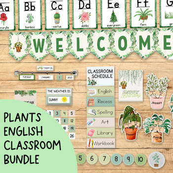 Preview of Plants Classroom Bundle | Boho Classroom Neutral Decor | PDF, PNG + Powerpoint