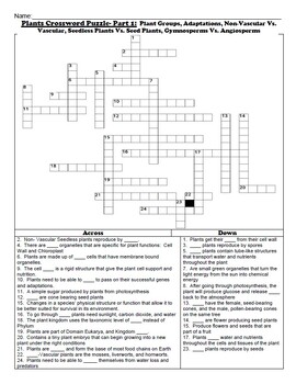 Plants Crossword Puzzles: 2 Puzzles Answer Keys and Answers and Clues