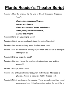 Preview of Plants Reader's Theater Script