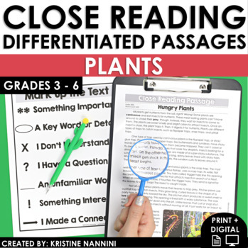 Preview of Plants Reading Comprehension Passages and Questions | Close Reading