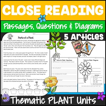 Preview of Plants Reading Passages & Questions with Graphic Organizer Writing Activities